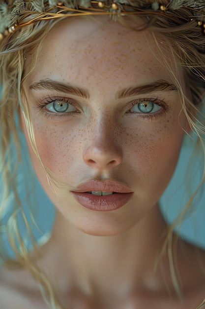 Photo a woman with freckles on her face