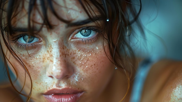 Photo a woman with freckles on her face