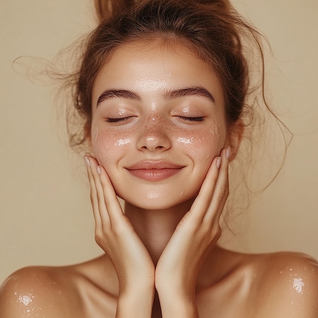 Photo a woman with a freckles on her face