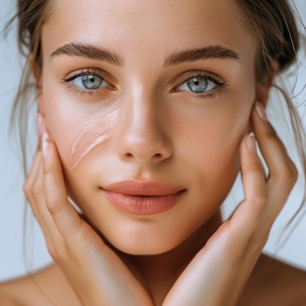 a woman with a freckles on her face