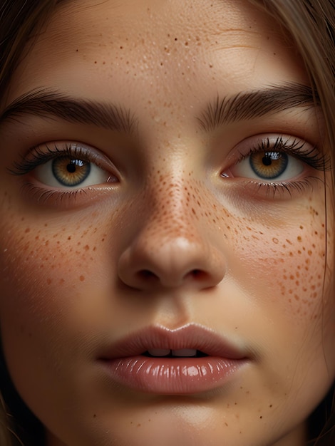 Photo a woman with freckles on her face