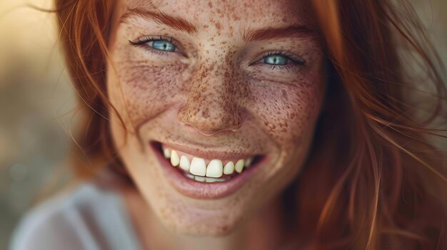 Photo a woman with freckles on her face