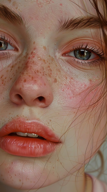 Photo a woman with freckles on her face