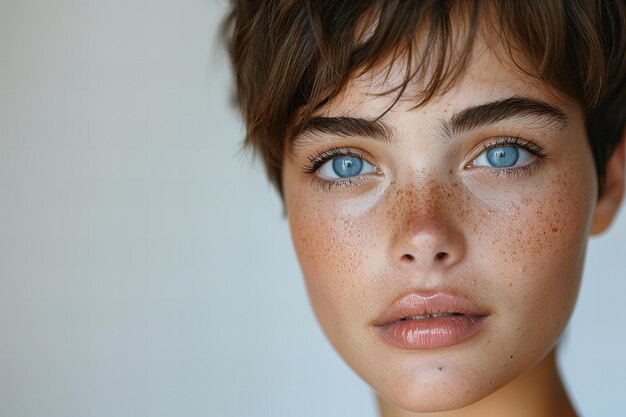 Photo a woman with freckles on her face