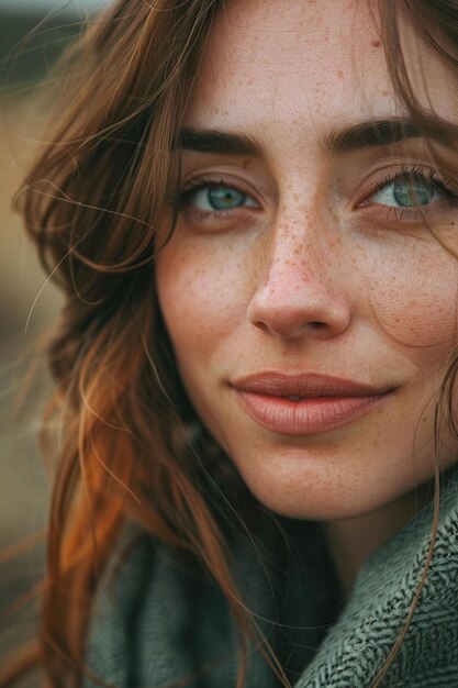 Photo woman with freckles