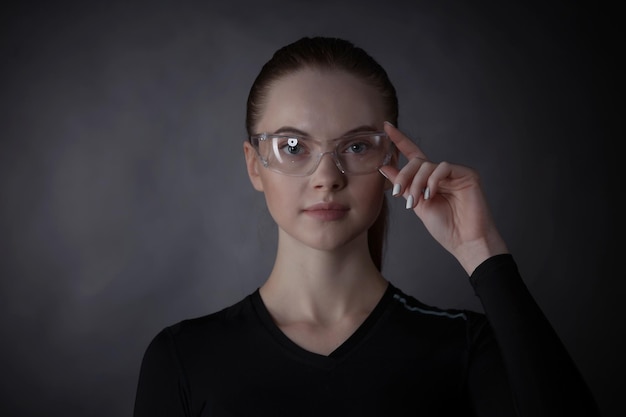 Woman with futuristic glasses