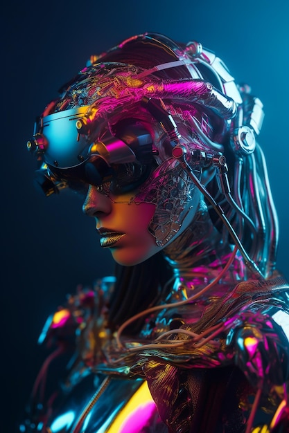 A woman with a futuristic look on her face