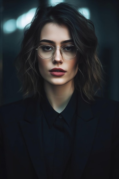 A woman with glasses and a black shirt