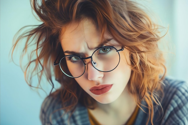 A woman with glasses and a red hair