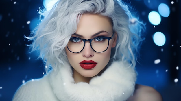 Photo a woman with glasses and red lipstick