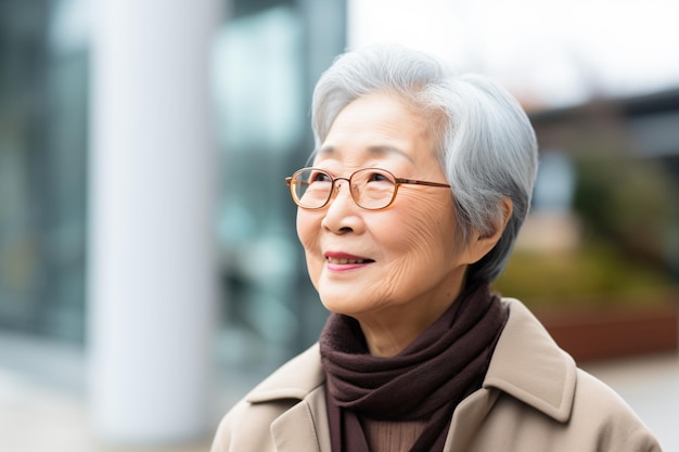 a woman with glasses and a scarf on