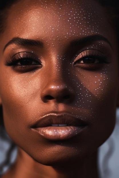 A woman with glitter on her face