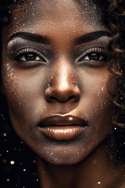 A woman with a glittery face