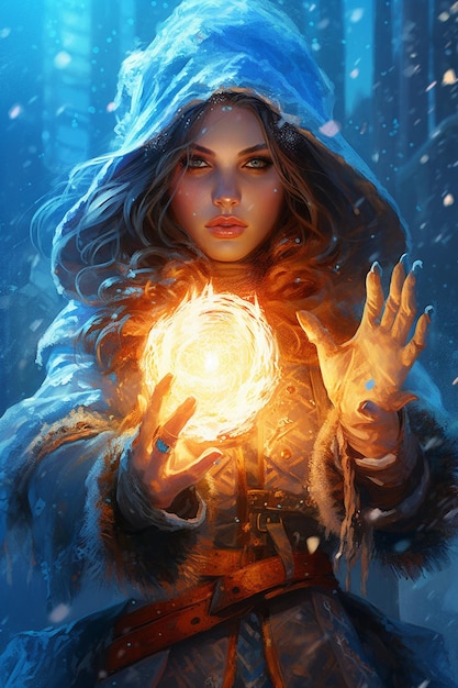 A woman with a glowing ball in her hands