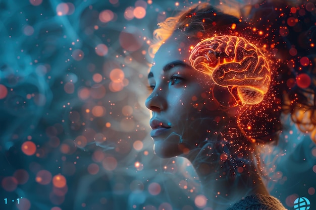 Woman with a Glowing Brain