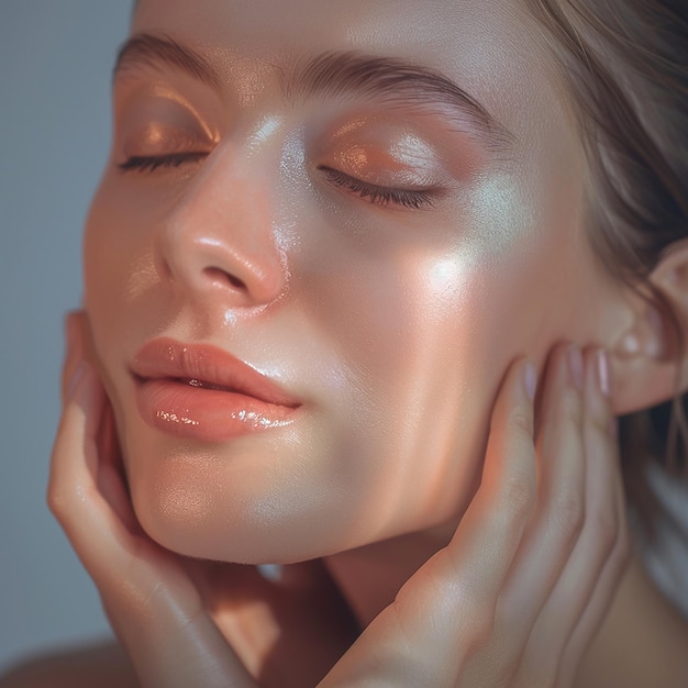 a woman with a gold glittery face is covered in gold glitter