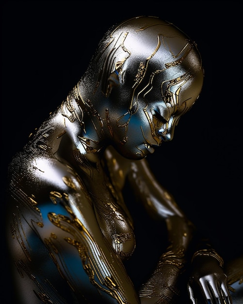 A woman with gold paint on her face