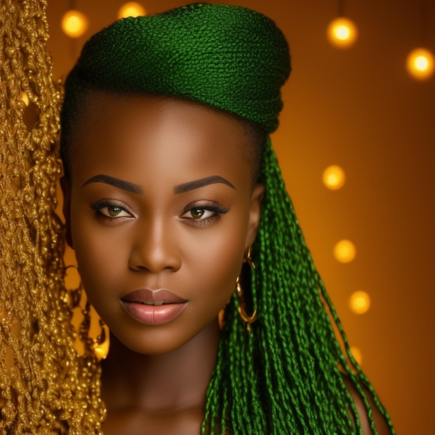 A woman with a green braided hair