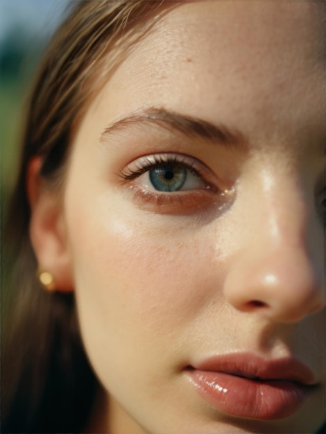 a woman with a green eye and a blue eye