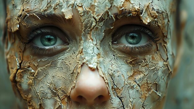 a woman with green eyes and a green eye and brown eyes