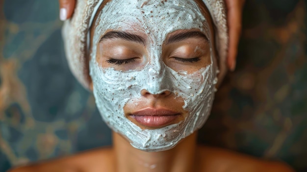 Photo a woman with a green face mask on her face