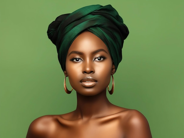 A woman with a green head wrap