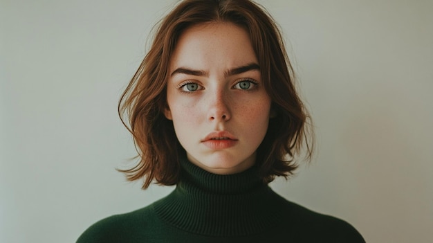 Photo a woman with a green sweater and a sweater