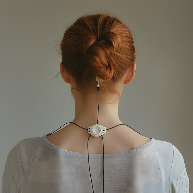 Photo a woman with a hair tie that has a pendant on it