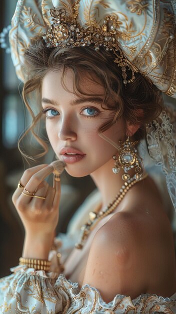 a woman with a hat and a veil is posing for a photo