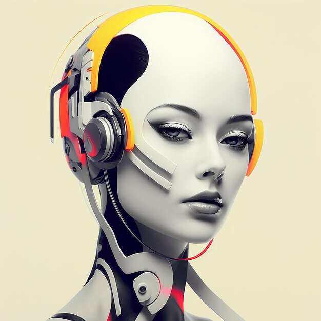 a woman with headphones that says quot the robot quot