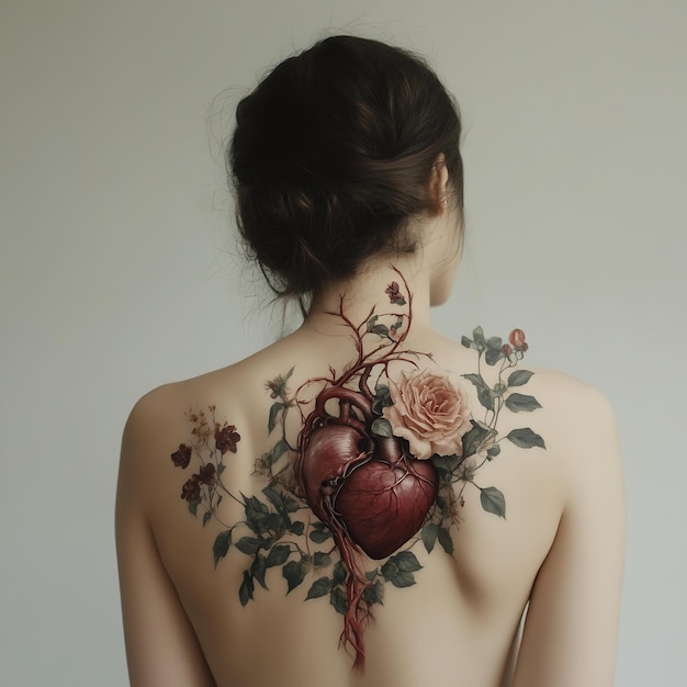 Photo a woman with a heart tattoo on her back