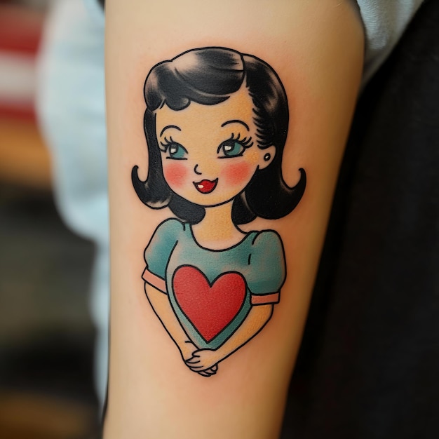 Photo a woman with a heart tattoo that says quot heart quot on her arm