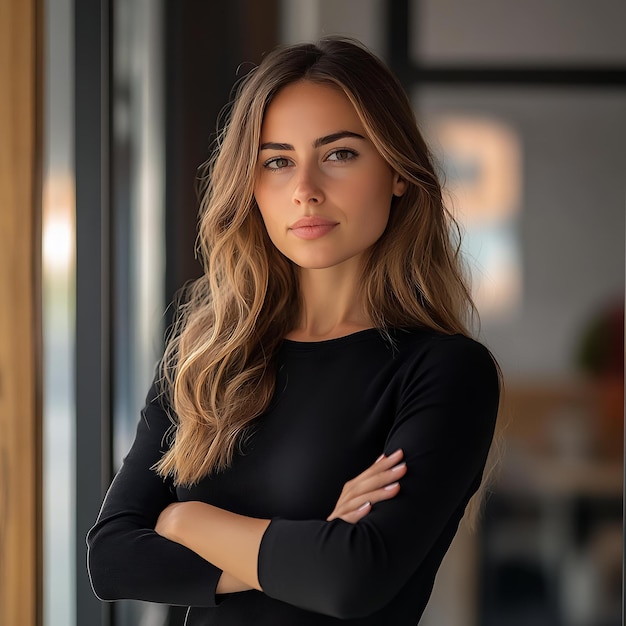 A woman with her arms crossed and her arms crossed