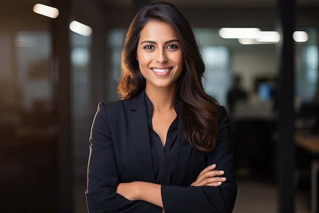 A woman with her arms crossed smiling