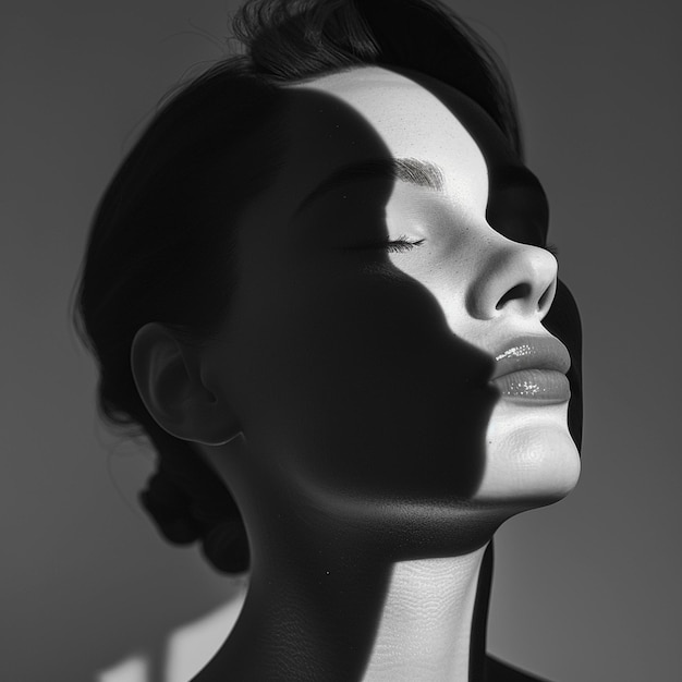 a woman with her eyes closed and the sun shining on her face