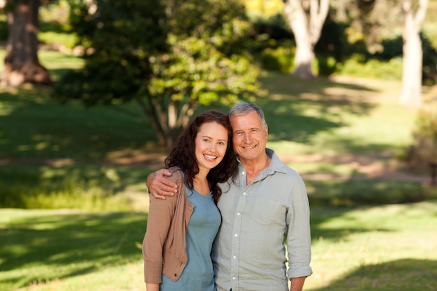 Woman with her father-in-law in the park