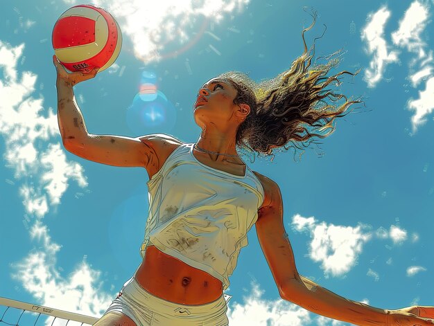 a woman with her hair up in a bun with her hair up in the air with her head in the air