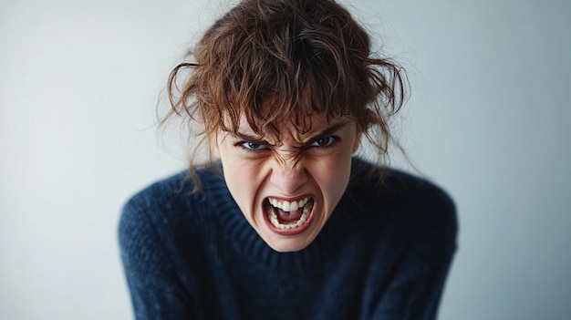 a woman with her mouth open and the word  on the side