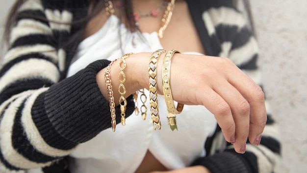 Woman with jewellery bracelet fashion style