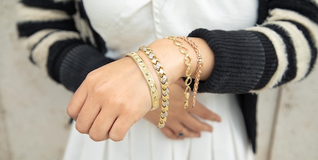 Woman with jewellery bracelet fashion style