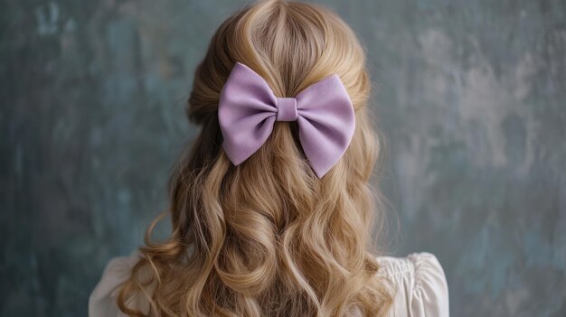 Photo woman with a lavender bow in her hair