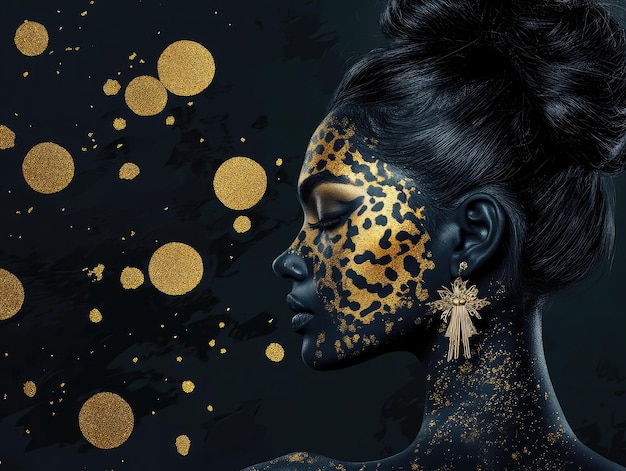 a woman with a leopard skin painted on her face and the words  leopard  on the side