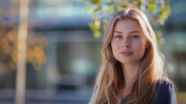 a woman with long blonde hair and a black shirt