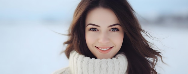 Woman With Long Brown Hair in White Sweater