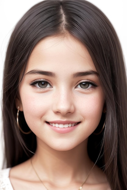 A woman with long dark hair and a white top smiles at the camera