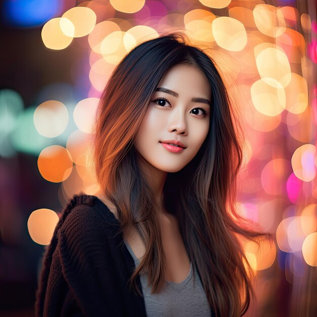 Woman With Long Hair in Blurry Background