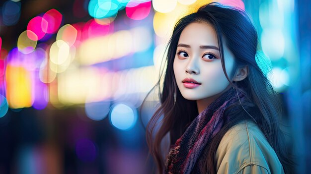 Woman With Long Hair Building Background