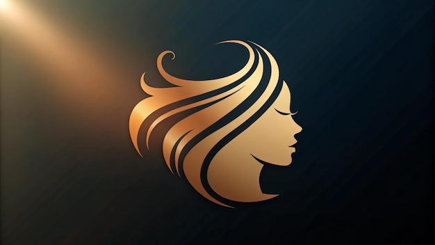 a woman with long hair and a gold design on the face