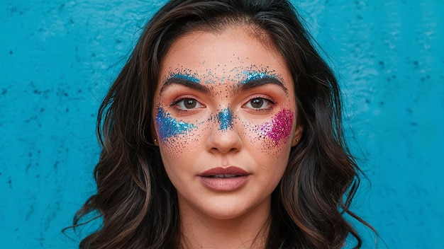 a woman with makeup and the words wild on her face