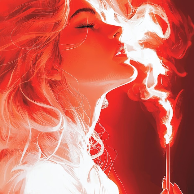 Woman with Matchstick and Smoke